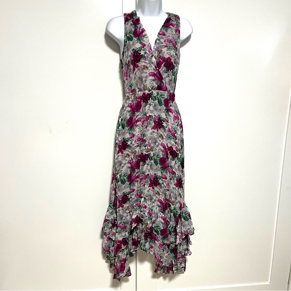 Anthropologie Sundance Champs De Fleur Floral Ruffle Maxi Dress Size 2 Petite - Picture 2 of 9